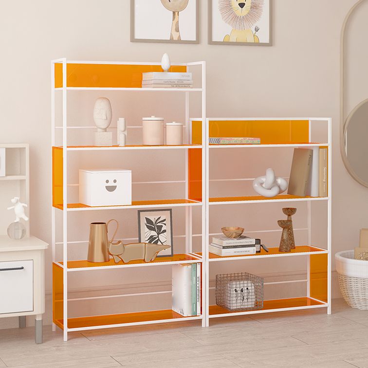 Acrylic Scandinavian Open Etagere Bookshelf with White Iron Frame
