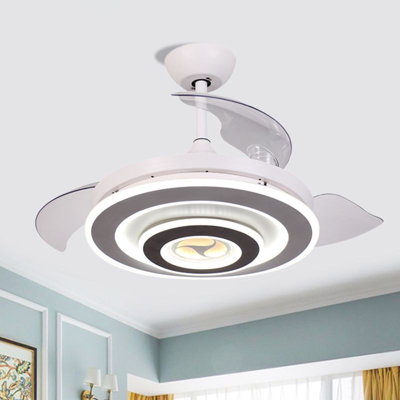 Ring Ceiling Fan Lighting Simplicity Acrylic 18" Wide LED White Semi Flush Mount Light with 3 Clear Shades