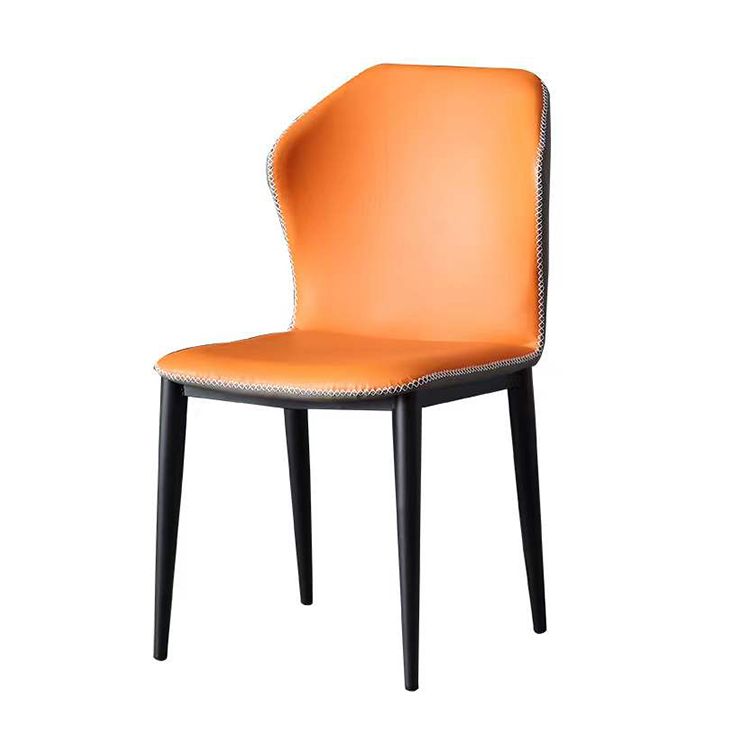 Sillas auxiliares Wingback Parsons estilo moderno Sillas de comedor de cuero (juego de 2)