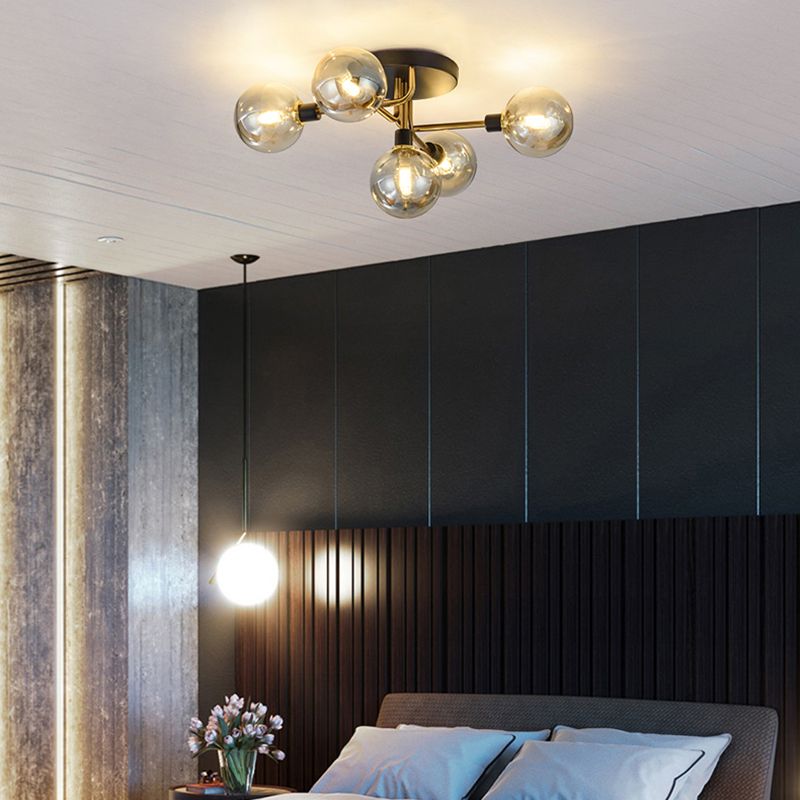 Plafonnier encastré contemporain avec abat-jour en verre pour salon et chambre à coucher