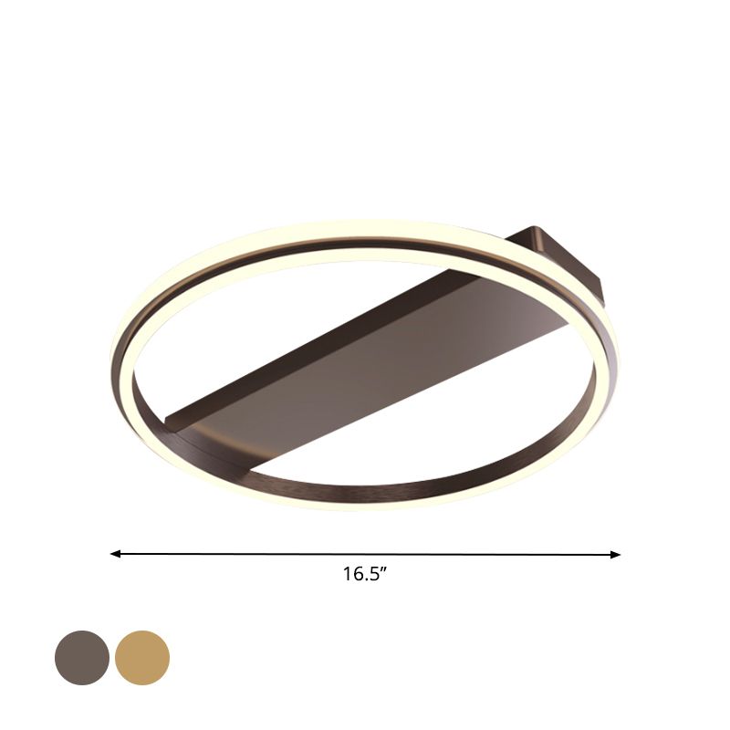 Metal Ringed and Rectangle Flush Mount Lamp Nordic Gold/Coffee LED Flush Ceiling Light, 16.5"/20.5" W