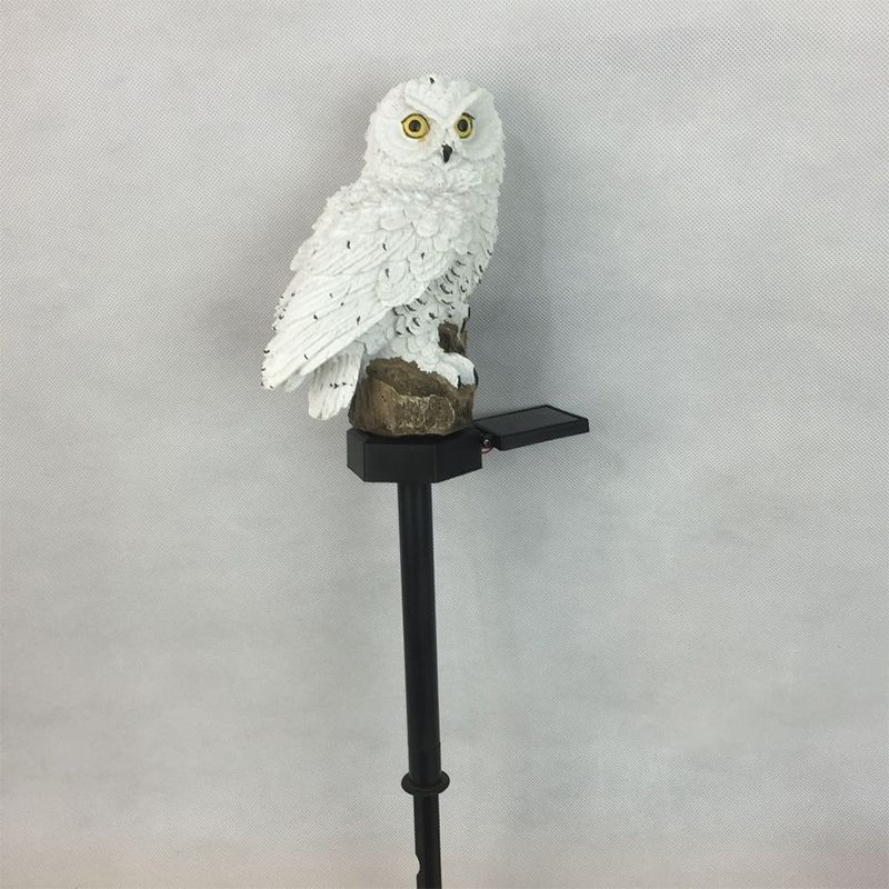 Resin Owl Shape LED Lawn Lighting Artistic Solar Powered Landscape Light for Garden, 1 Piece
