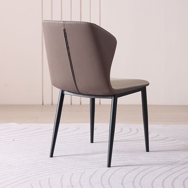 Contemporary Armless Dining Chairs Faux Leather Wingback Side Chair
