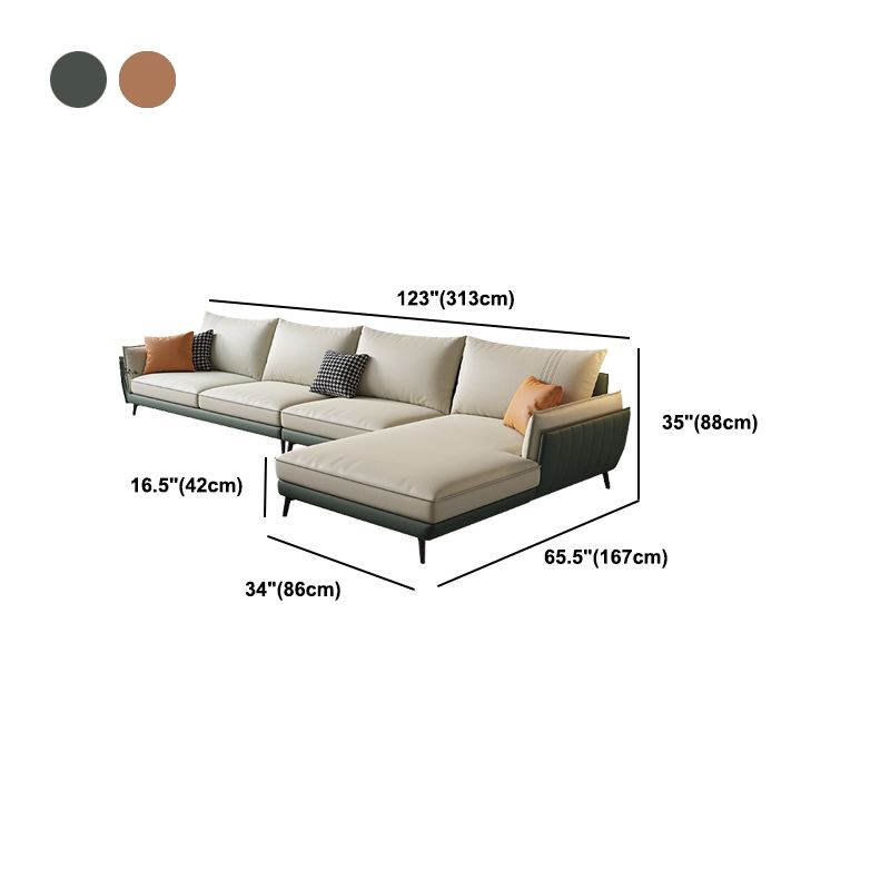 34.64" H Pillow Top Arm Sectional Faux Leather L-shape Sectional