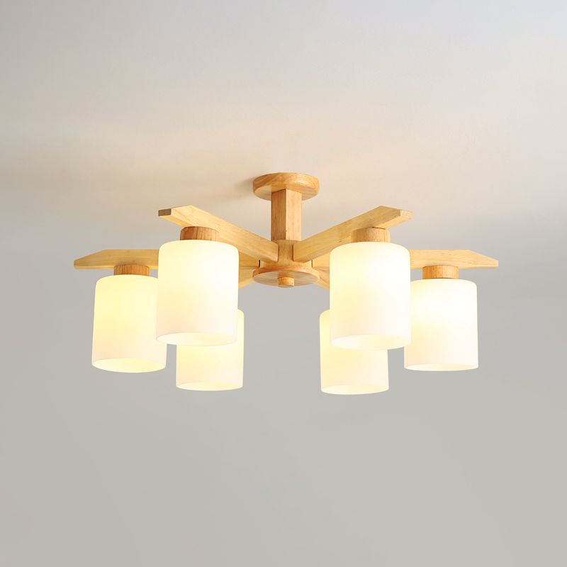 Moderne Flush -Leuchten Holzzylinder Flush Mount Lampe in Braun für Wohnzimmer