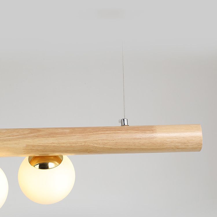 Luz de la isla de color log de madera en la simplicidad moderna Lámpara colgante de hierro forjado con sombra de vidrio