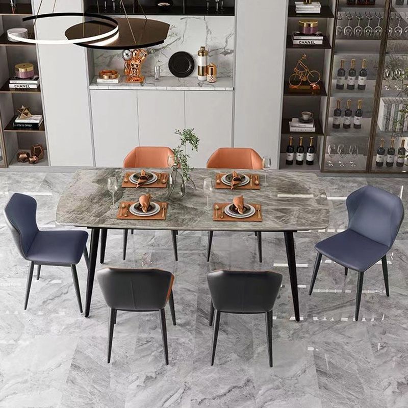 Industrial Metal Dining Armless Chair Faux Leather Dining Chairs for Restaurant Use