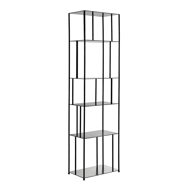 Modern Open Bookcase with Metal Rectangular Shelves for Office