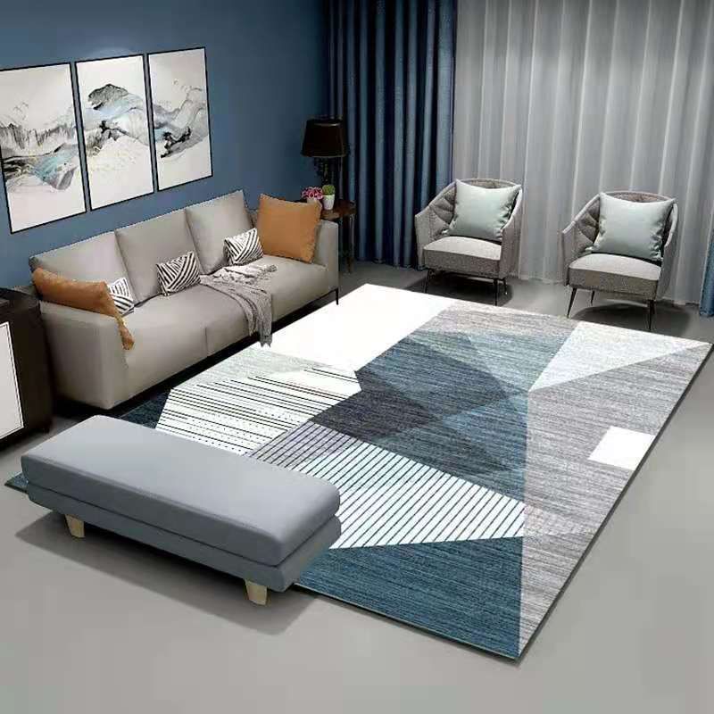 Contemporary Indoor Carpet Contrast Panel Geometric Area Rug Polyester Carpet with Non-Slip Backing