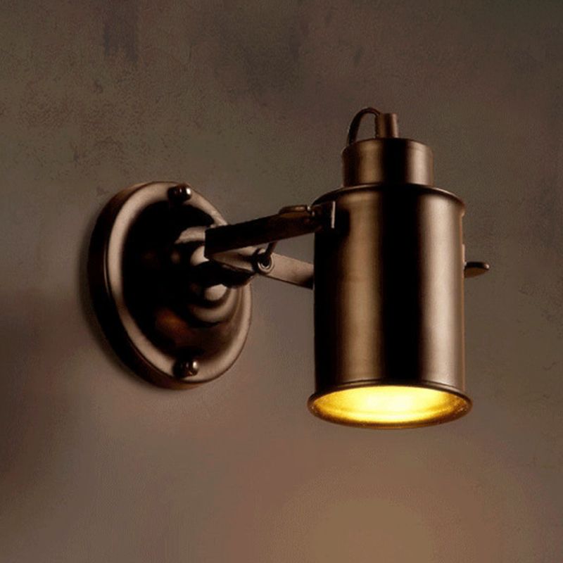 1 Light Geometric Industrial Metal Wall Lighting Fixtures in Black