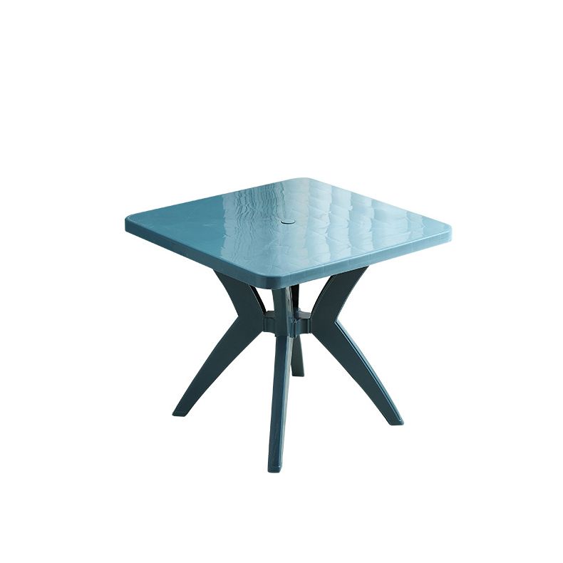 Modern Style Dining Table Outdoor Plastic Patio Table with Umbrella Hole