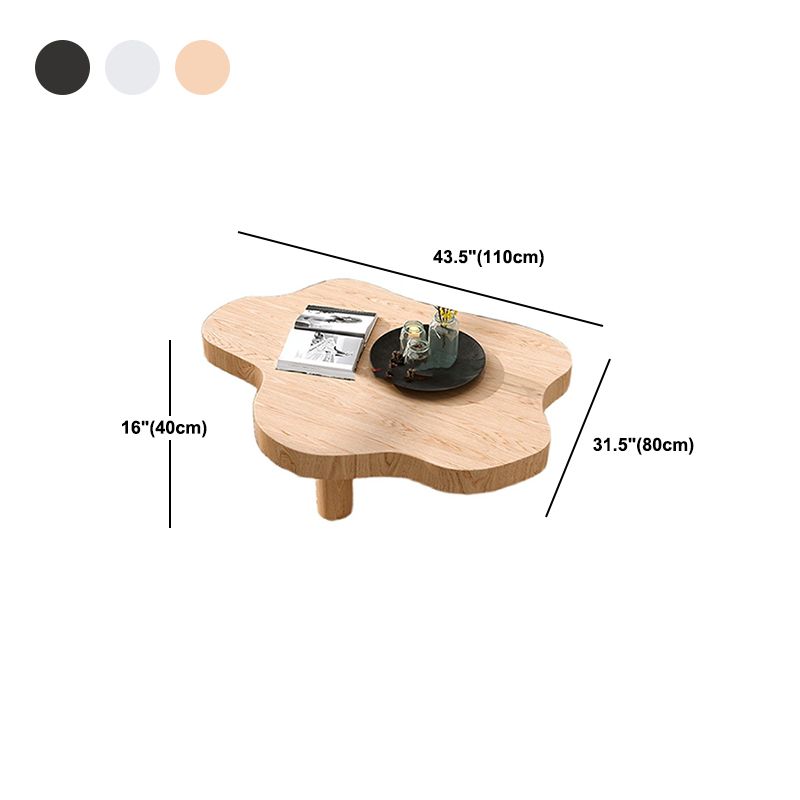 Nordic Cocktail Table 3 Legs Solid Wood Geometric Single Coffee Table