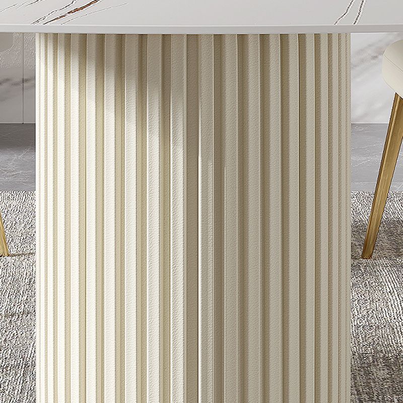 Contemporary Dining Rectangle Table Sintered Stone Table with Metal Legs for Home