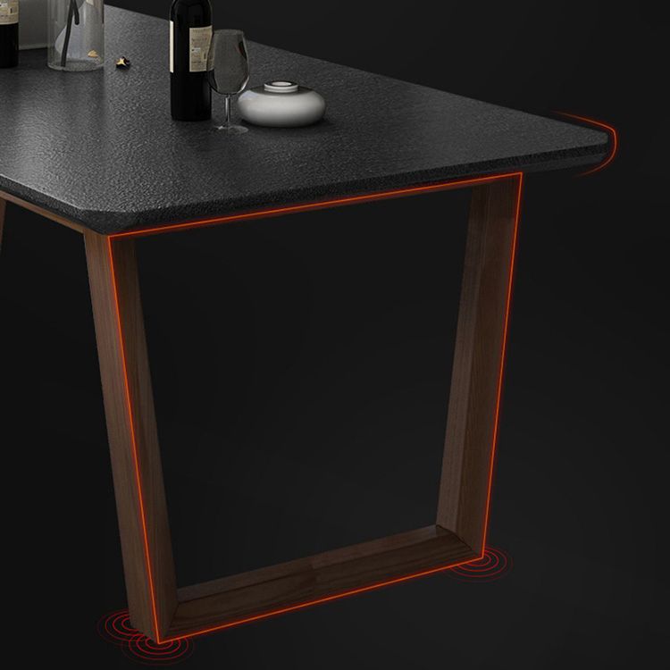 Industrial Stone Kitchen Dinner Table Rectangle Sled Base Dining Table