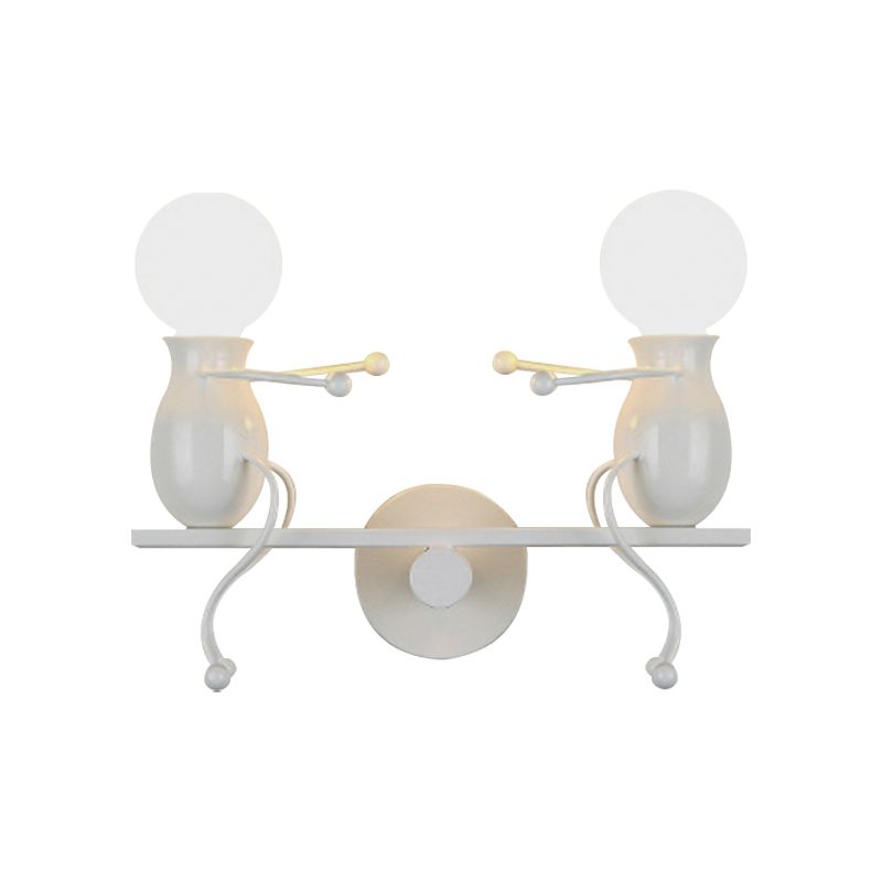 Schwarz/weiß/rote kindliche Wandhalterung Lampe Kinder 2 Köpfe Metallwandleuchte mit Wippearm