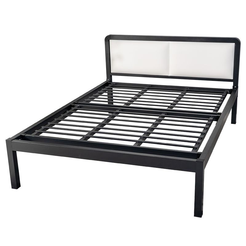 Metal Platform Bed 36.61" High Standard Bed with Upholstered Headboard