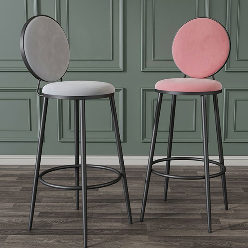 Glam Round Bar and Counter Stool Metal Low Back Stool with 4 Legs