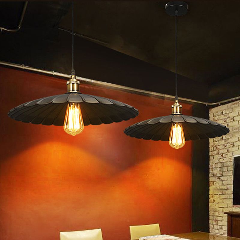 Zwart single hanger licht in industrieel retro -stijl smeedijzeren hangend licht voor coffeeshop