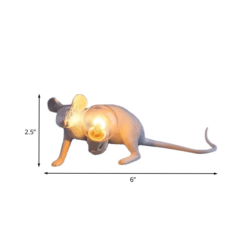 Resin Serviteur Mouse Night Light Kids Novelty 1 Bulbe White Table Éclairage pour le chevet