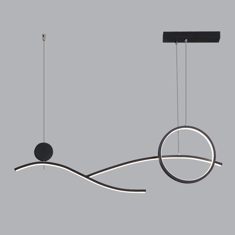 Style linéaire de style contemporain luminaires en métal 3 luminaires d'éclairage pendentif léger