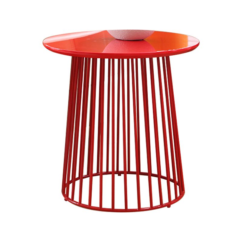 Metal Round Frame Side Table Contemporary Simple Dia 19.7" End Table