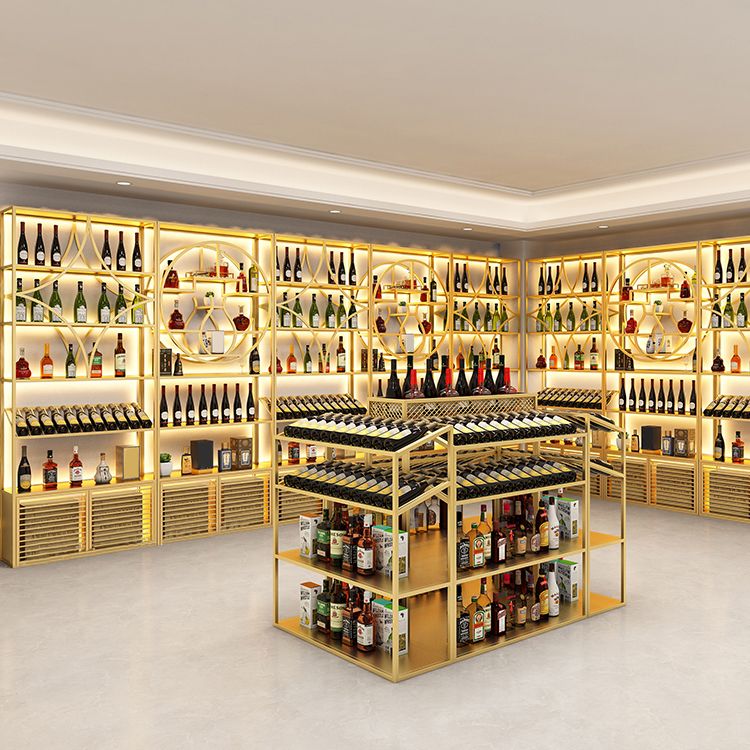 Glam Floor Wine Bottle Holder Metal Single Wine Rack in Gold/Black