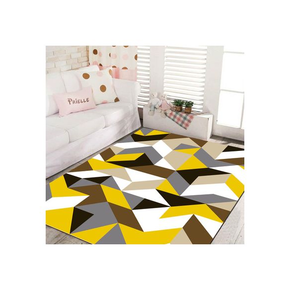 Bold Multi Color Matrix Rug Polyester Modern Area Carpet Non-Slip Pet Friendly Stain Resistant Rug for Living Room