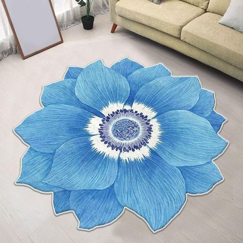 Modern Flower Rug Polyester Brown Rug Washable Rug for Living Room