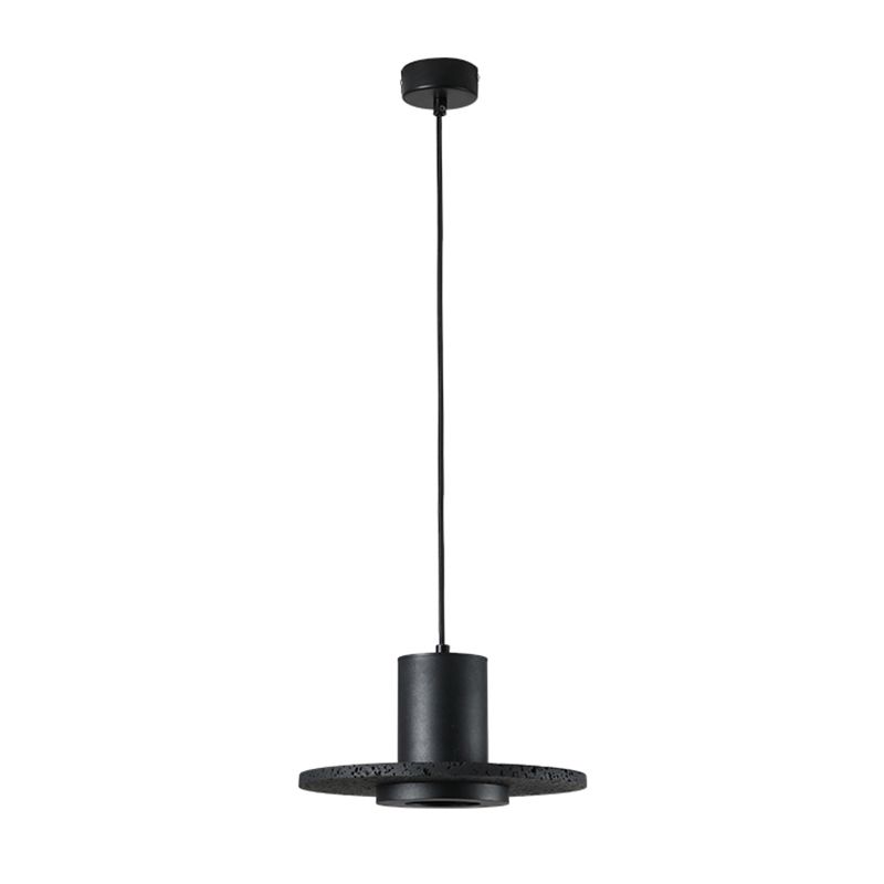 Single Head Stone Hanging Light Contemporary Creative Suspension Pendant in Black