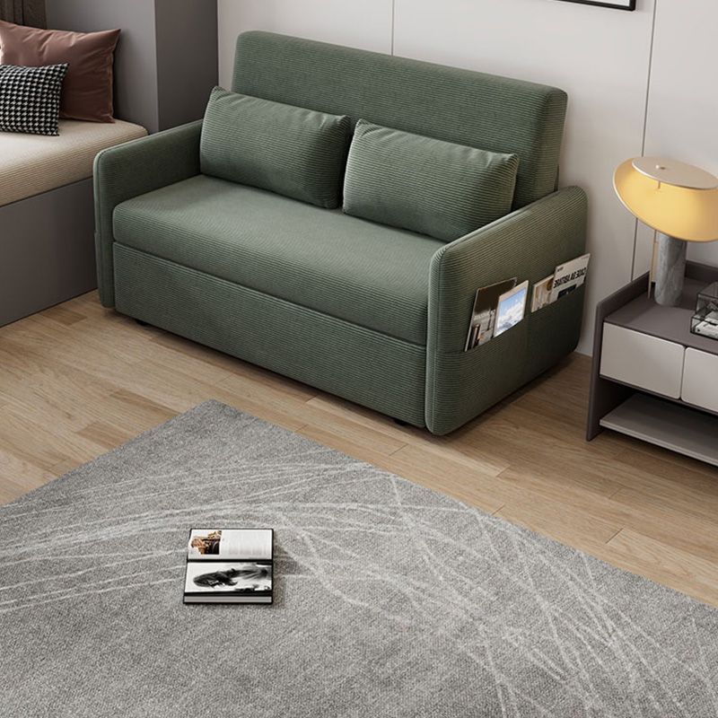 Glam Corduroy Pillow Back Sleeper Sofa Storage Sofa Bed in Green