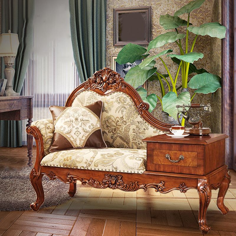 French Country Nailhead Trim Chaise Lounge Couch One Armed Lounge Chair