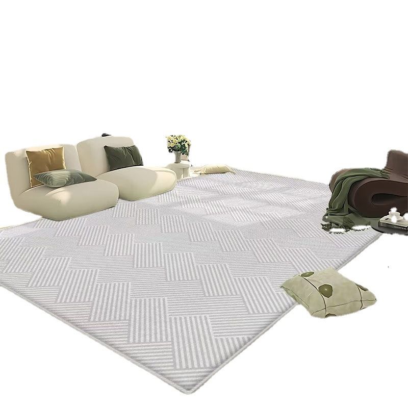Light Grey Modern Rug Polyester Line Area Rug Washable Rug for Drawing Room