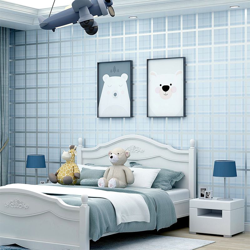 Minimalist Tartan Wallpaper Pastel Color Kids Bedroom Wall Covering, 33' L x 20.5" W