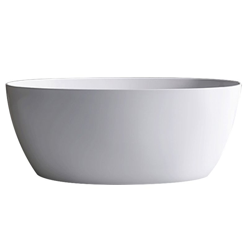 Modern Ellipse White Acrylic Bathtub Freestand Soaking Bathtub with Drain Bath Tub