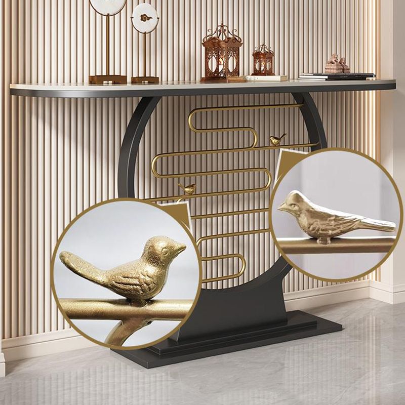 Half Moon Shape Contemporary Console Table White Stone Console Sofa Table