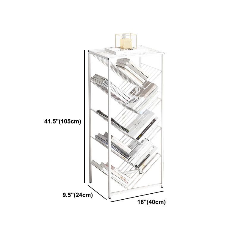 Modern Etagere Metal Bookcase White Vertical Shelf Bookcase for Study Room