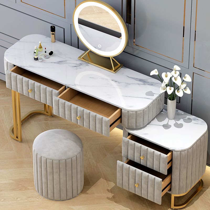 Glam 4 Drawer Makeup Vanity Set Slate Top Vanity Dressing Table