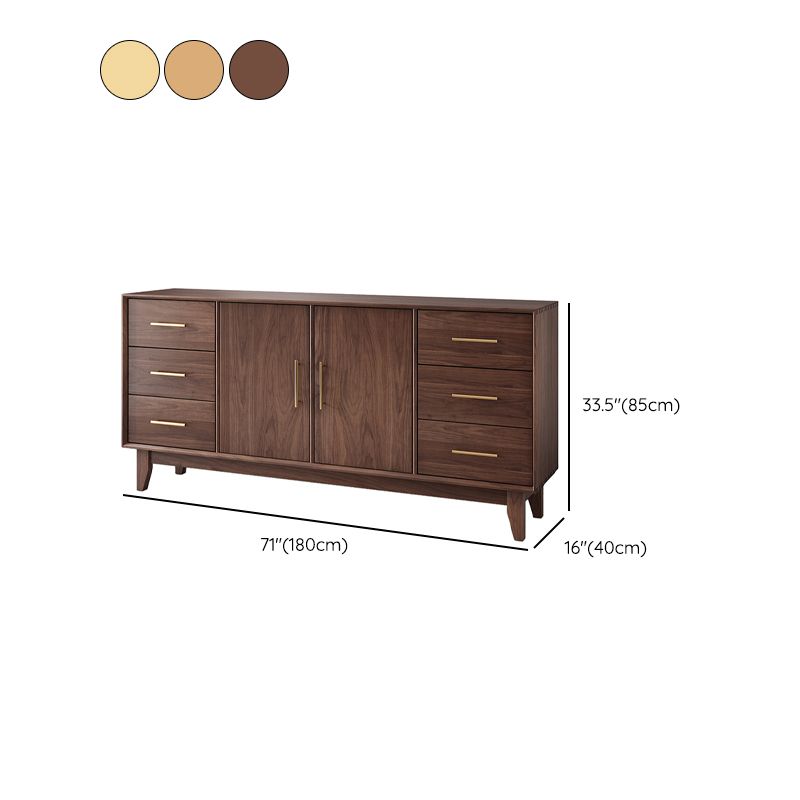 Glam Style Storage Buffet Stand Solid Wood Buffet Sideboard with 6-Drawer
