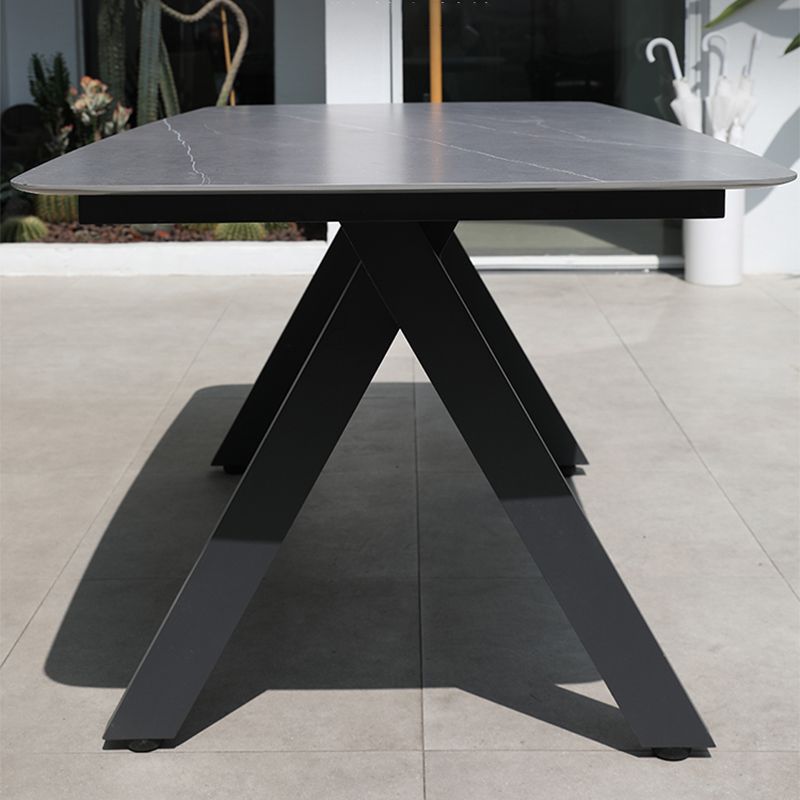 Metal Frame Dining Table Water Resistant Stone Table, 29.52" High