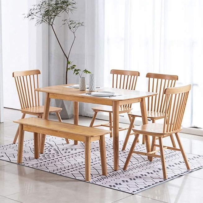 Contemporary Solid Wood Rectangle Shape Dining Table Kitchen Dining Table with 4 Legs