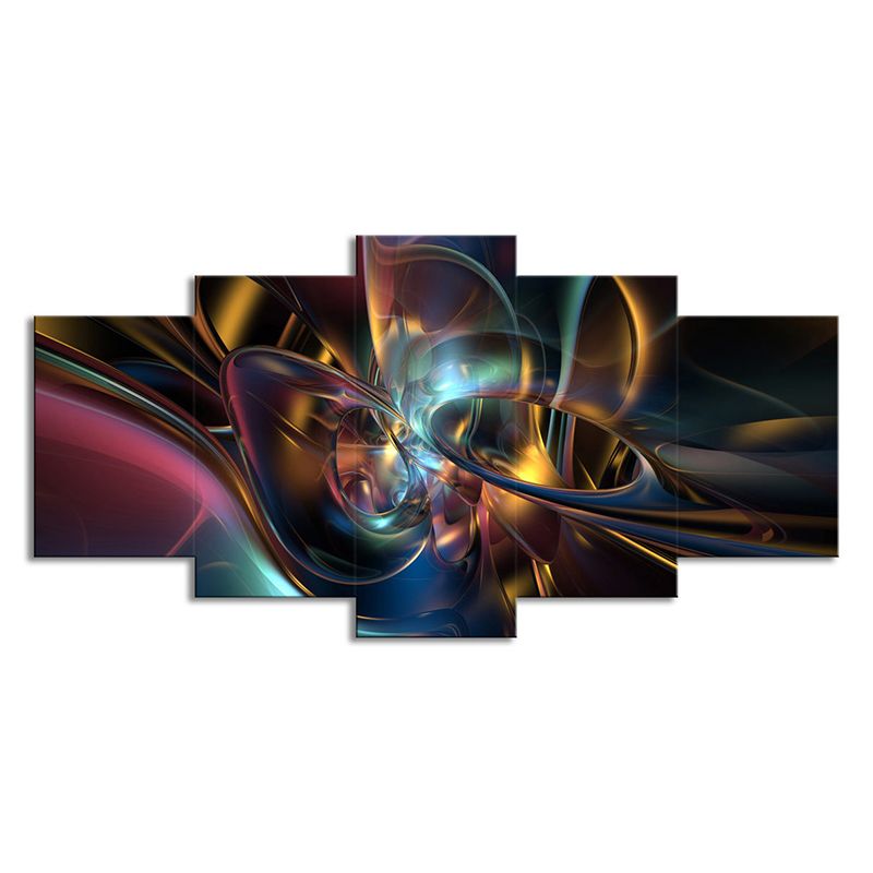Multicolored Floral Pattern Canvas Art Abstract Modern Multi-Piece Wall Decor on Black