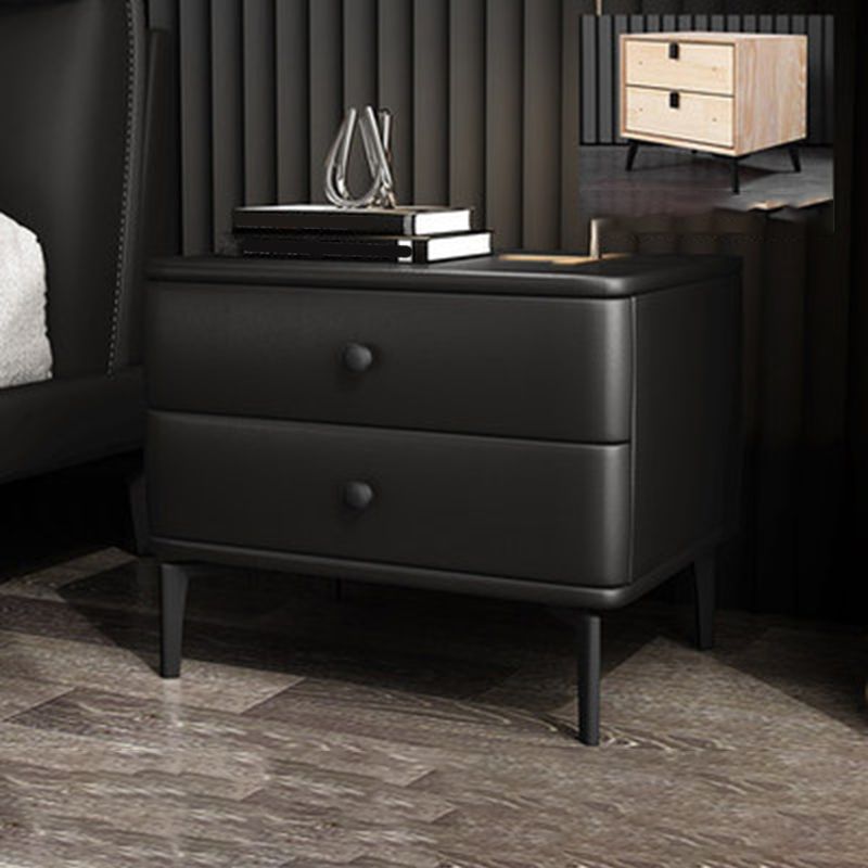 Modern Stone Top Nightstand 2 - Drawer Nightstand with Gold/Black Legs