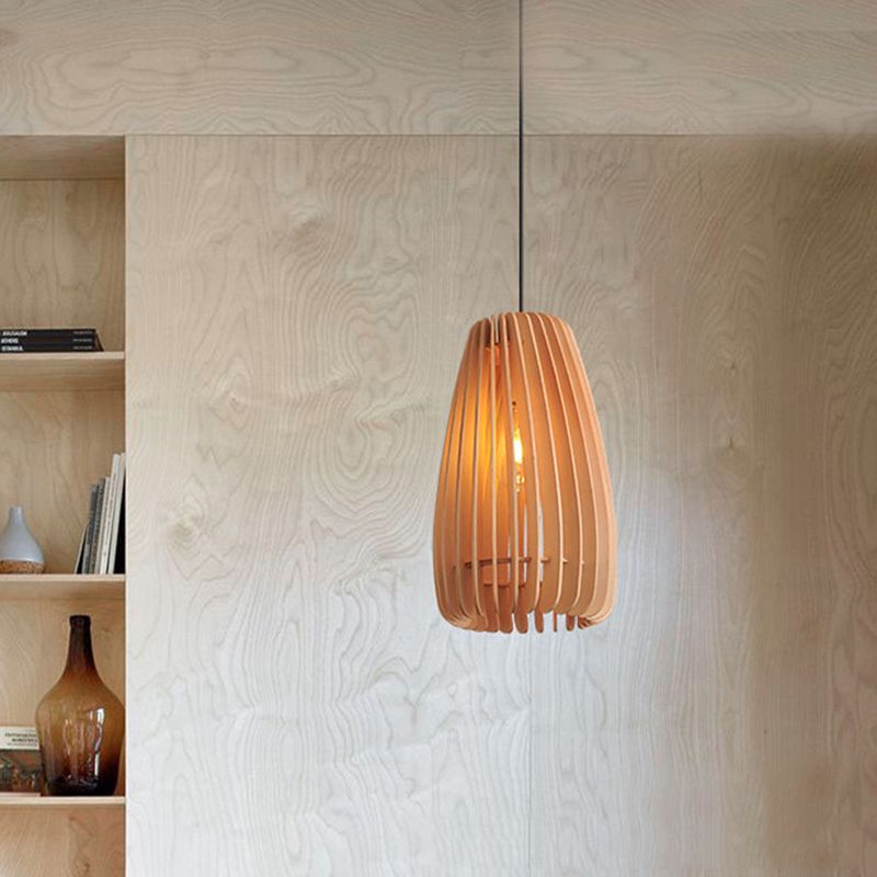 Lampada a sospensione a pendente a legna la luce del soffitto a 1 luce contemporanea per sala da pranzo