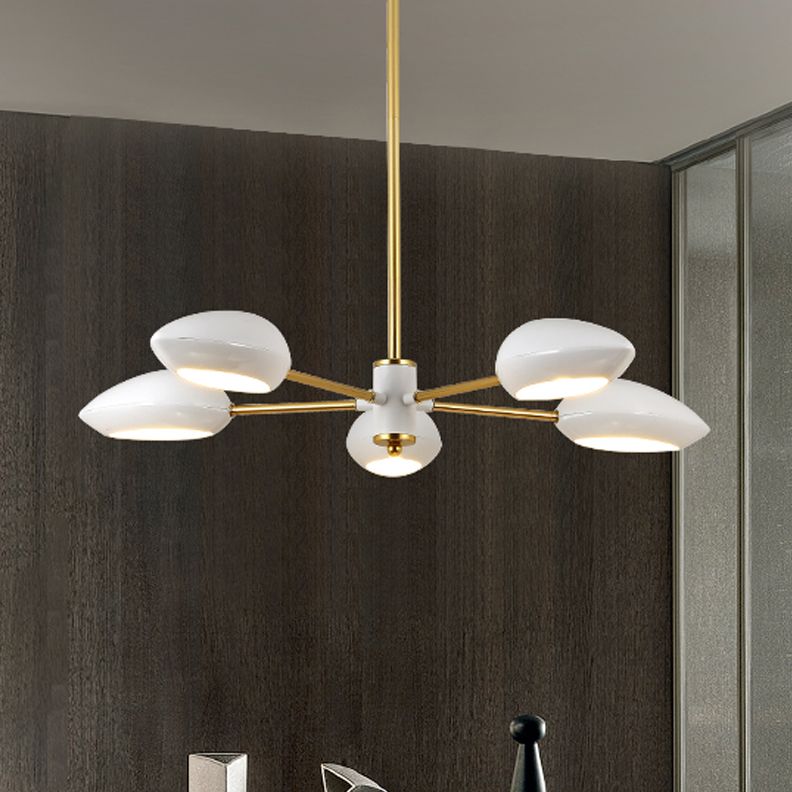 Ellipse Dining Room Hanging Light Contemporary Metal 5/6/8 Lumières Lumière de lustre noir / blanc