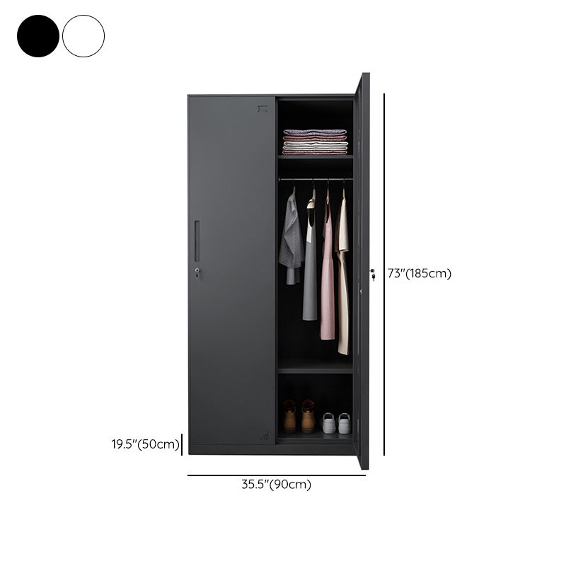 Hinged Wardrobe Cabinet with Lock Industrial Steel Wardrobe Armoire