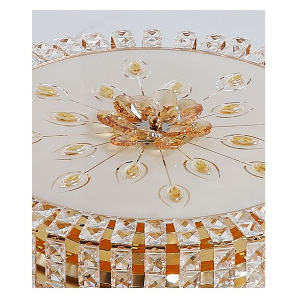 Modern Luxurious Crystal Flush Mount Ceiling Lamp Round Shape LED Flush Mount Lighting for Bedroom