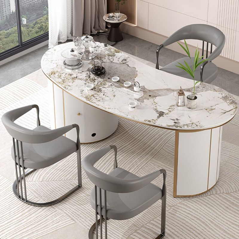 Glam Style Side Chair Metal Slat Back Dining Room Chair for Indoor