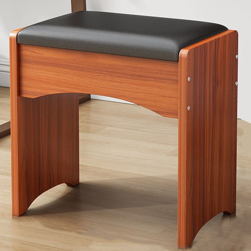 Modern Ottoman Pure Color Rectangle Upholstered Wood Frame Fade Resistant Pouf