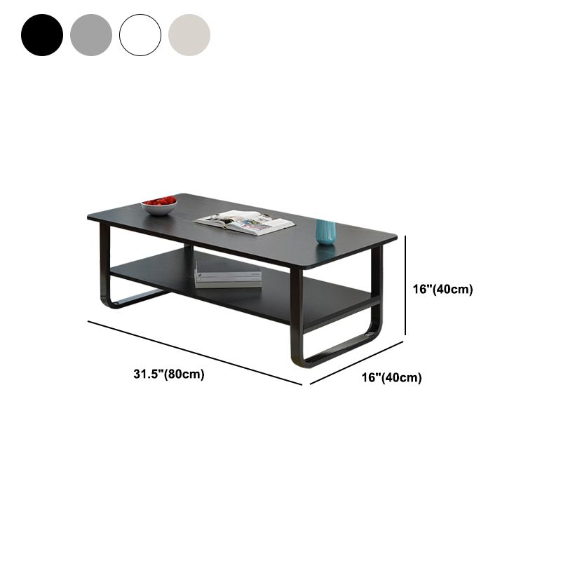 Modern Style Rectangular Wooden Table Metal Sled Base Coffee Table
