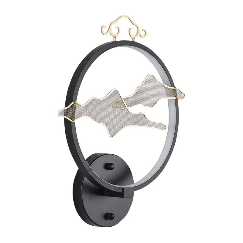 Cloud Minimaliste lampe murale en aluminium Murmure de mur de mur à LED intégré en noir pour le salon